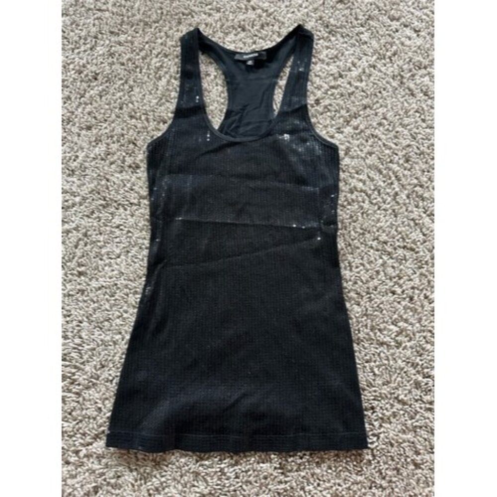 Express Sequins Black Short sleeve Tank Pima Cotton Blend Size XS Racer Back
